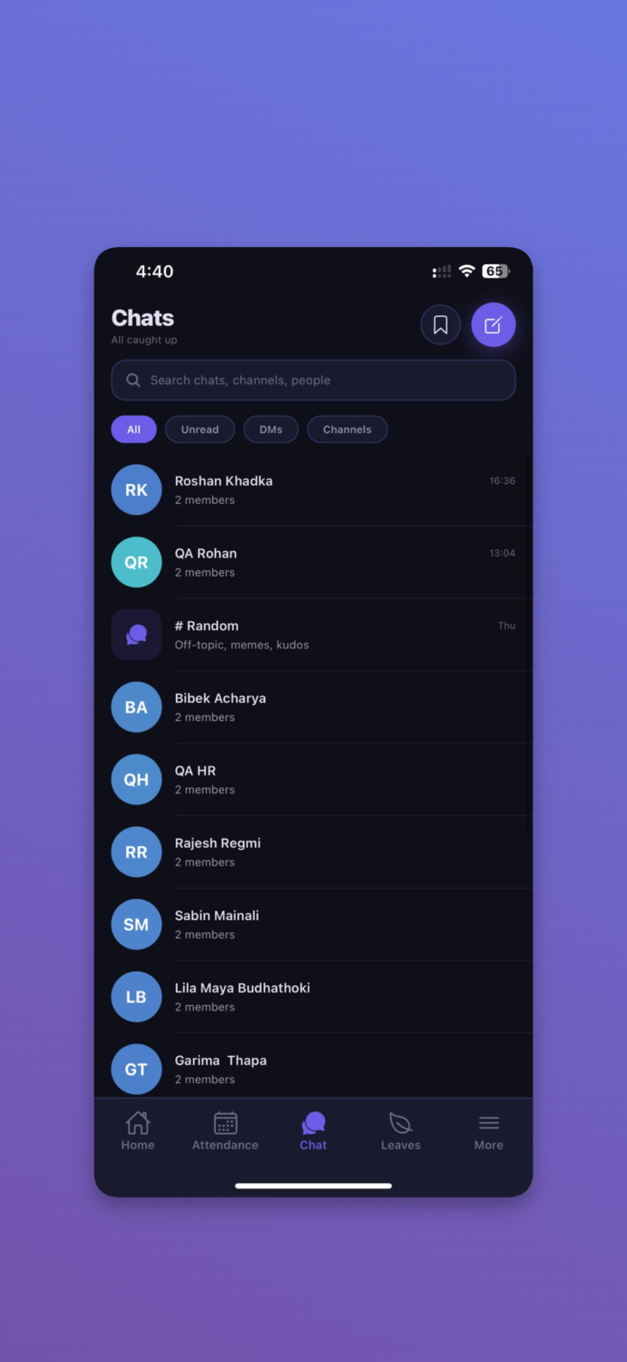 NepalHRM app team chat