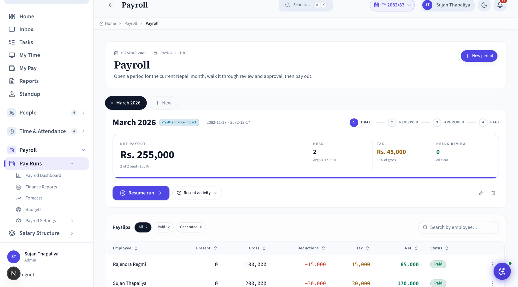 Payroll periods