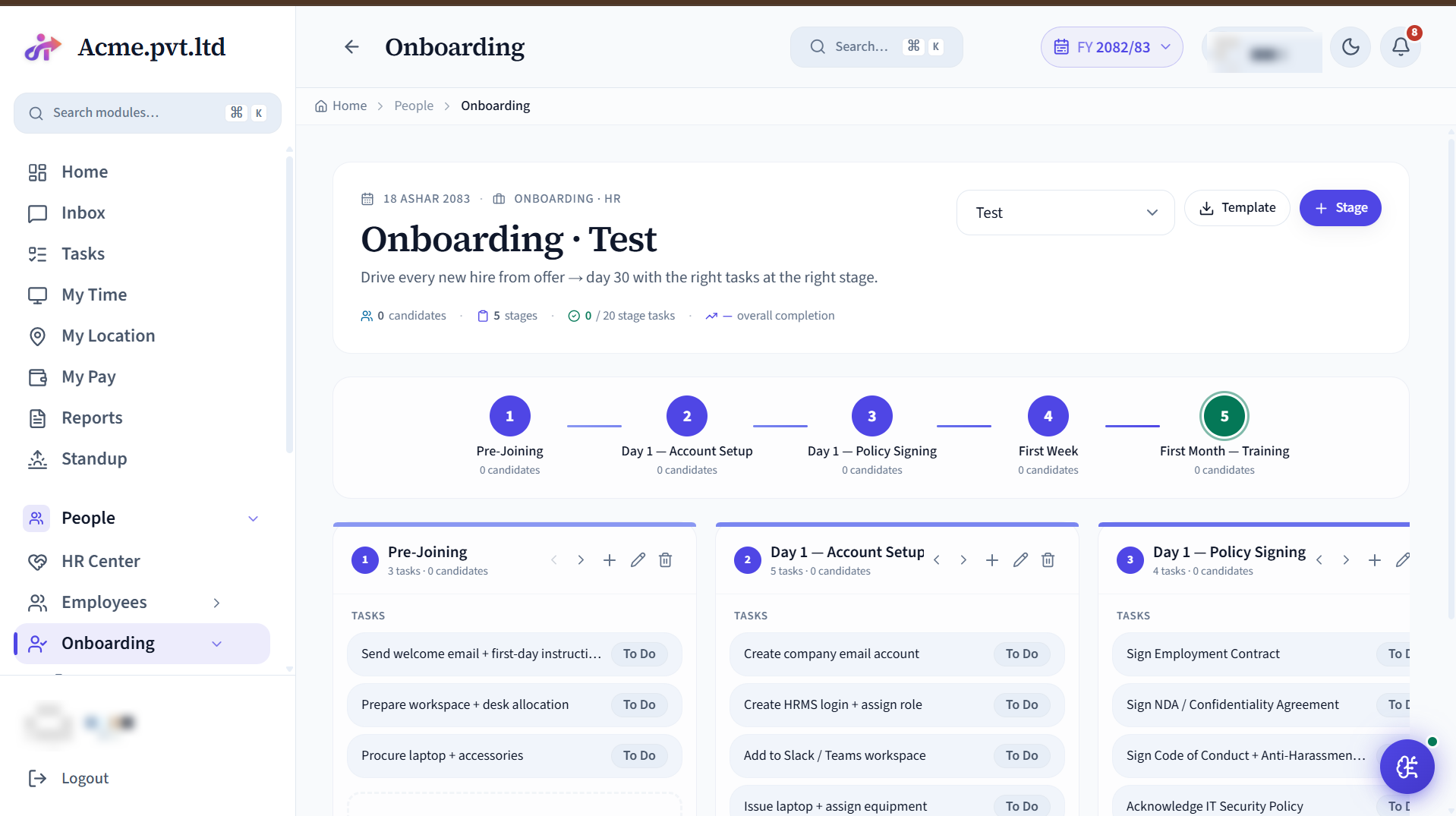 Onboarding screen